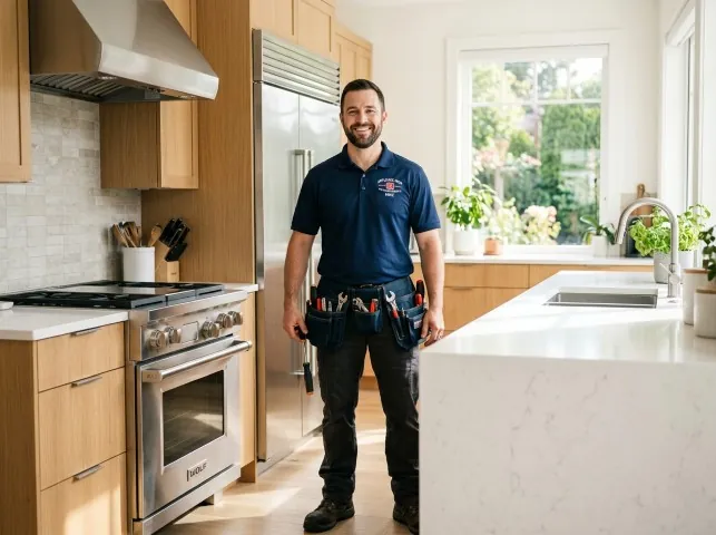 Appliance Repair Hero technician in a Afton, WI kitchen after an appliance repair